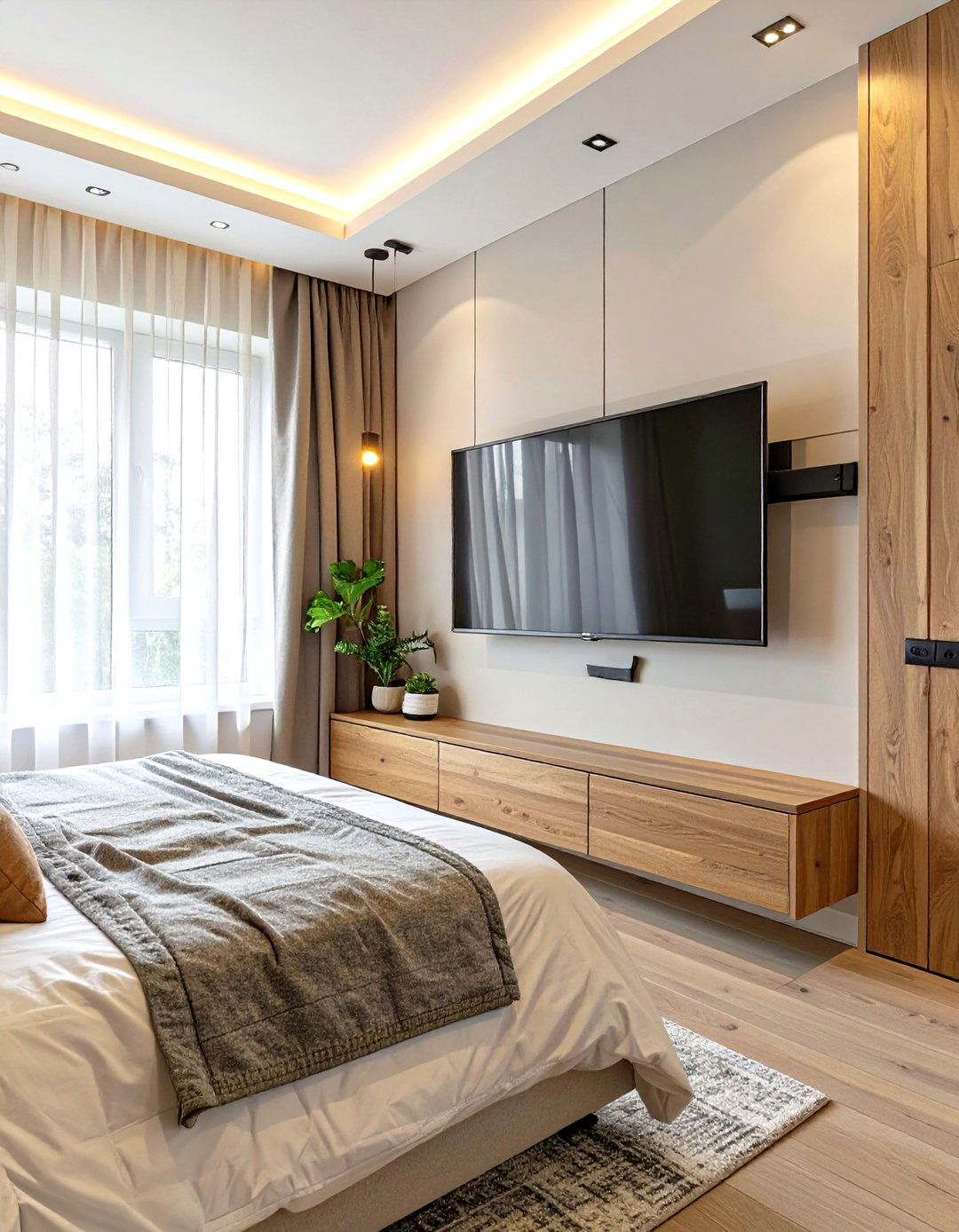 TV Positioned in a Room Corner - 30 tv in bedroom ideas