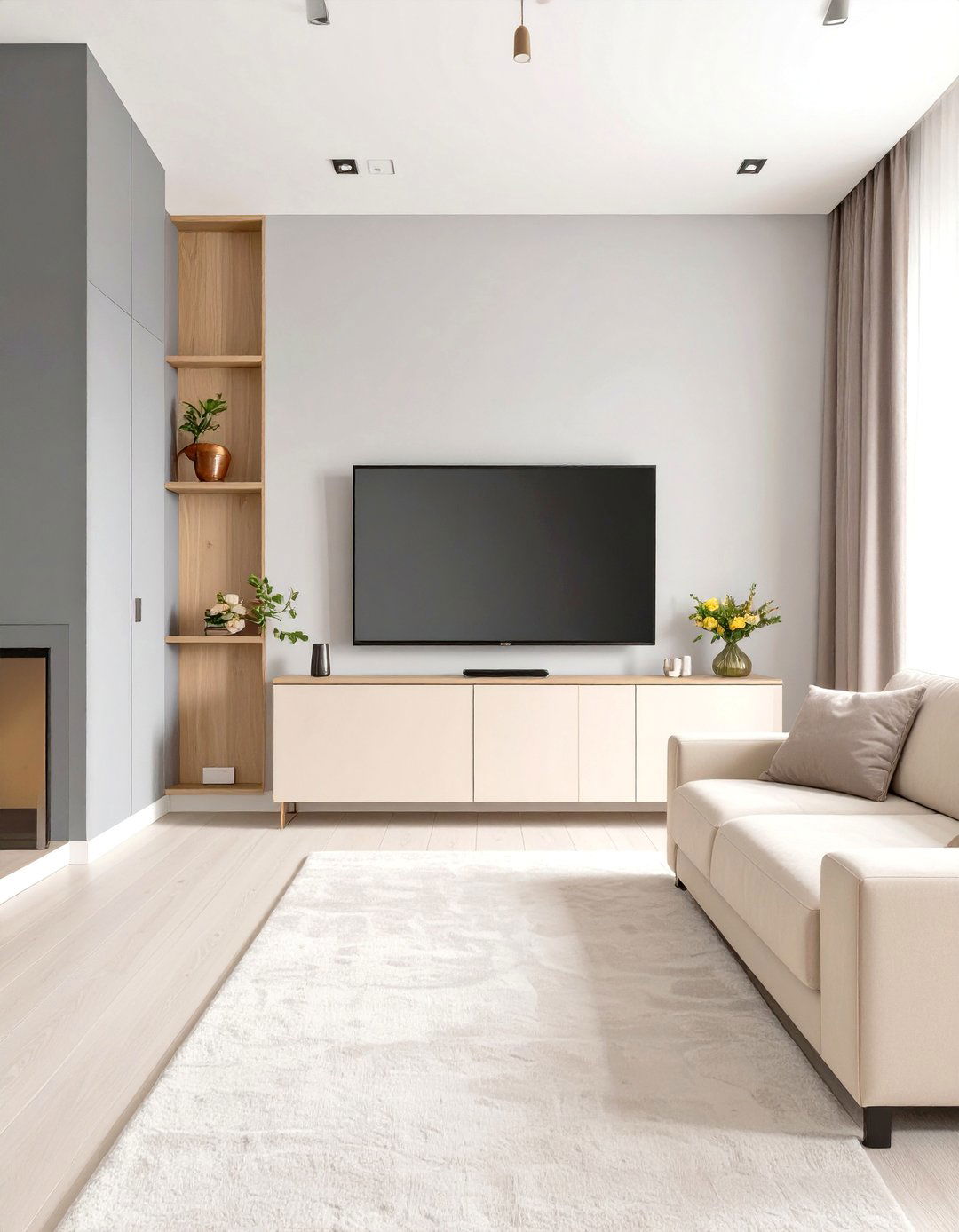 TV Set Against a Dark Accent Wall - 30 simple small living room ideas with tv