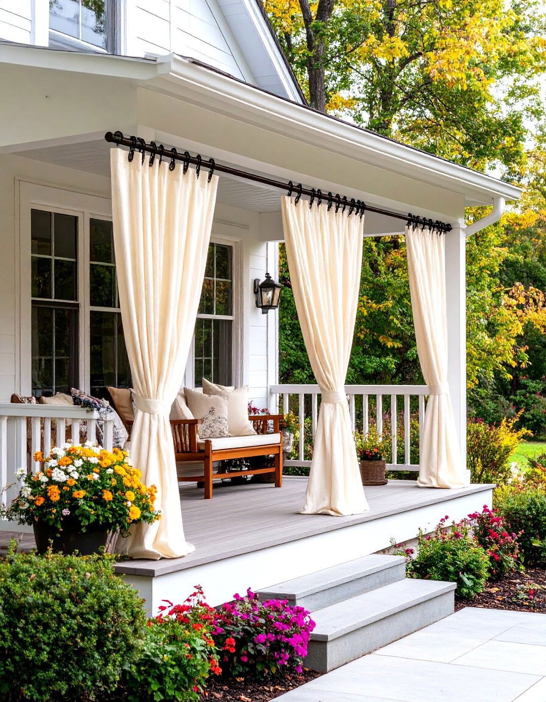 Tab Top Patio Curtains for a Casual Look - 30 patio curtain ideas