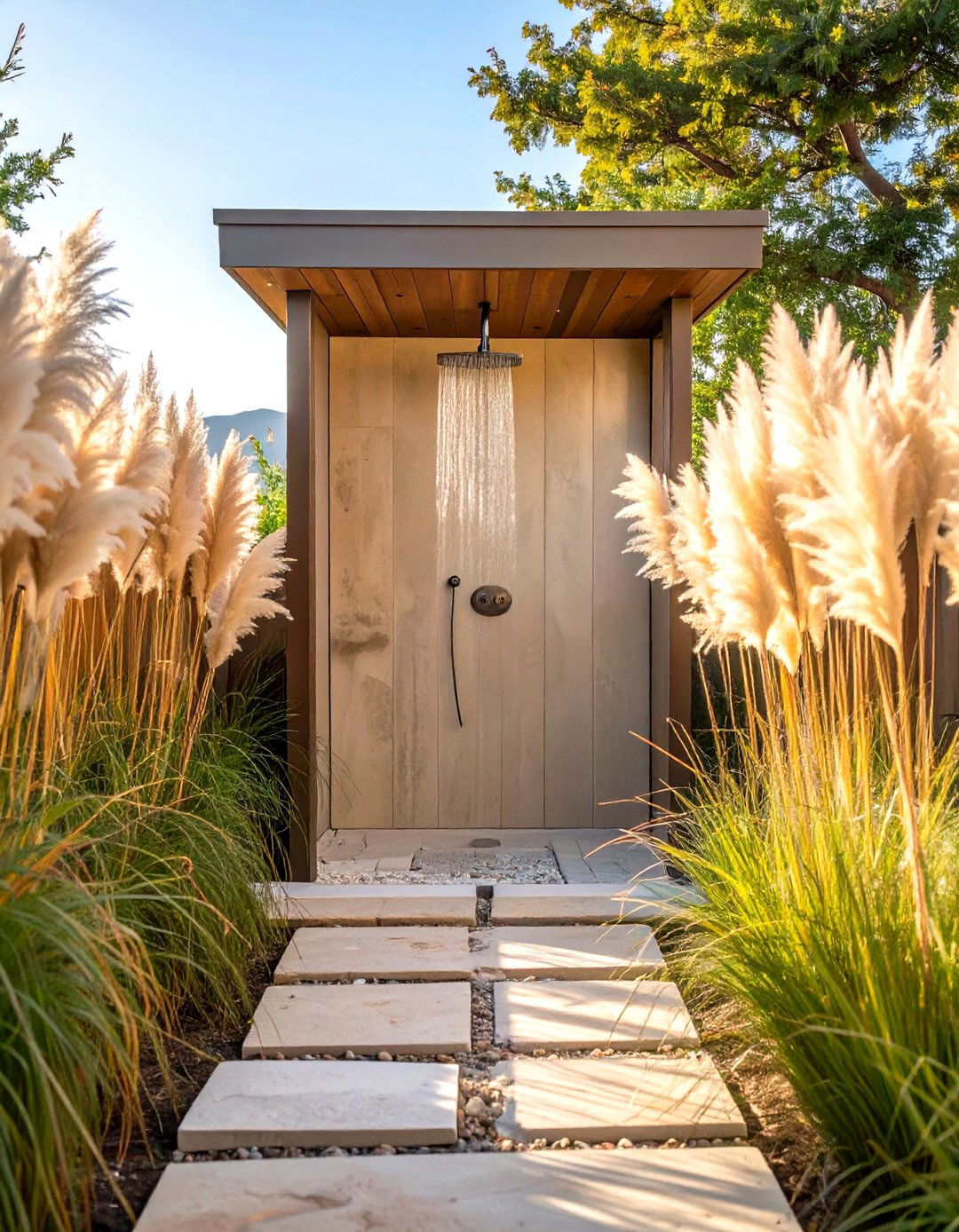 Tall Grasses for Natural Screening - 30 rustic outdoor shower ideas