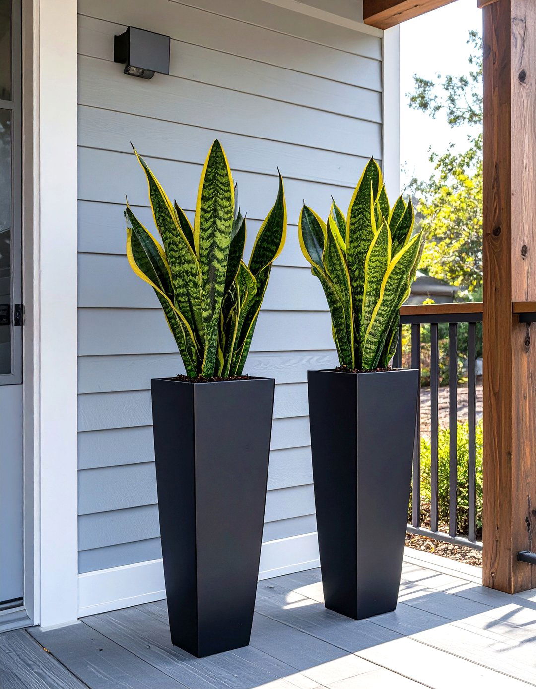 Tall Narrow Planters for a Small Porch - 30 small porch decorating ideas