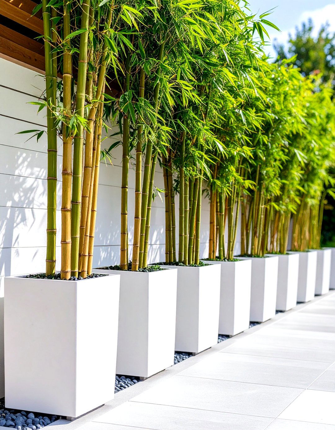 Tall Potted Bamboo Patio Privacy Screen - 30 patio privacy wall ideas