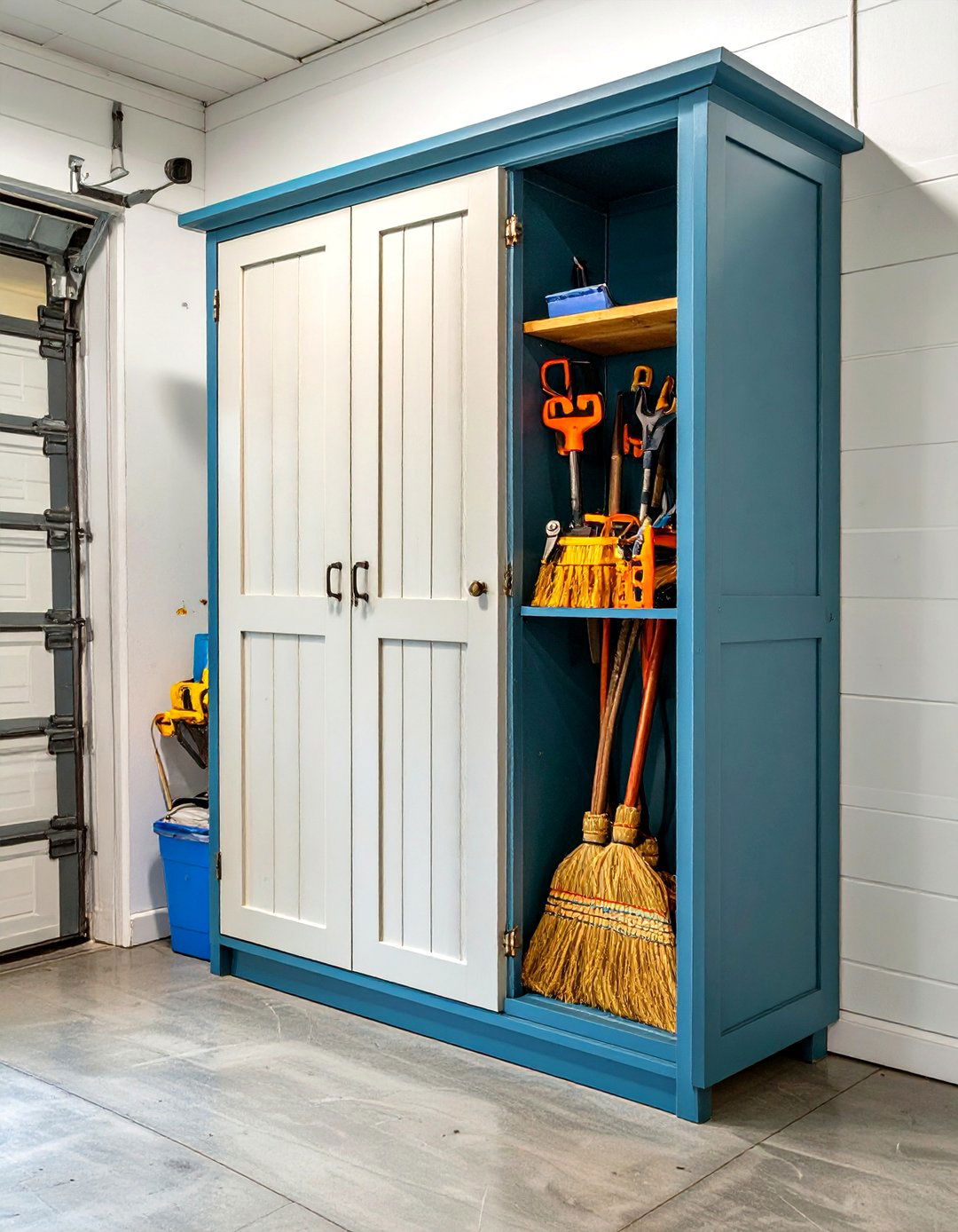 Tall Wood Cabinet for Long Items - 30 wood garage storage ideas