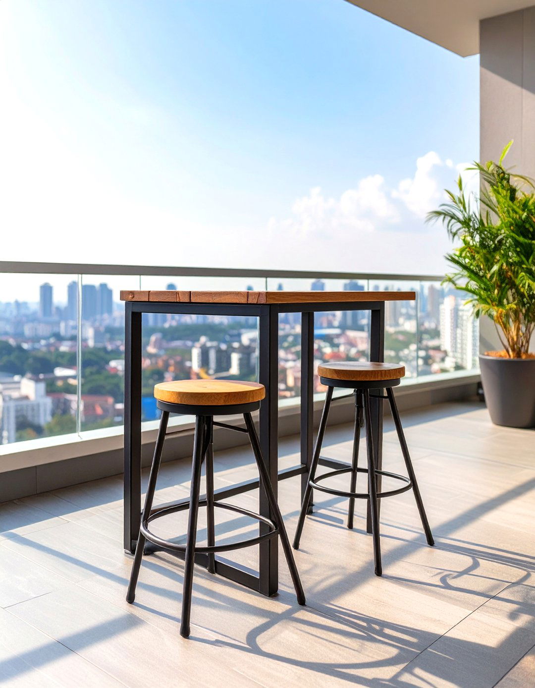 Tall and Narrow Bar Table Set for Small Decks - 30 small deck furniture ideas