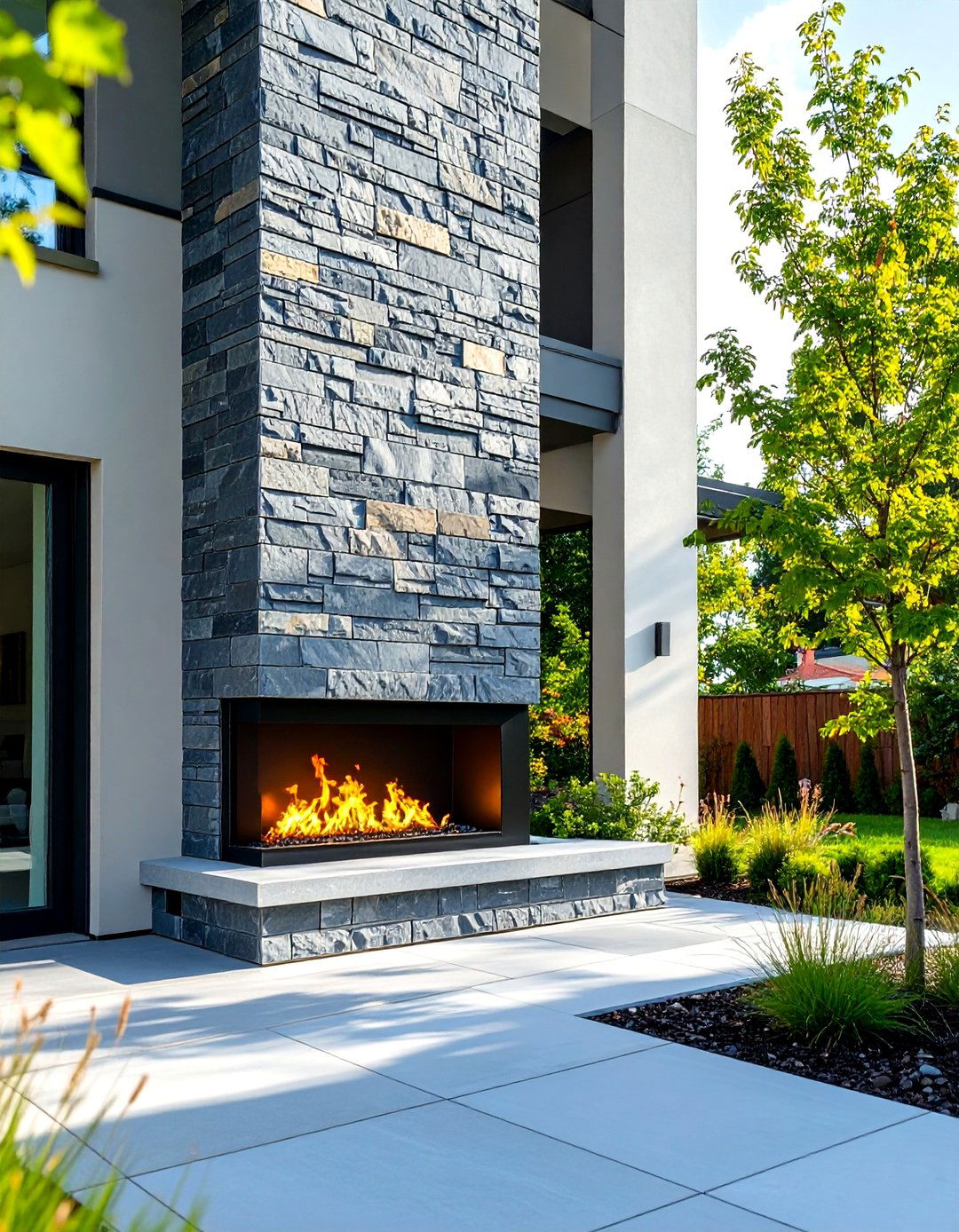 Tall and Narrow Outdoor Fireplace - 30 outdoor fireplace ideas