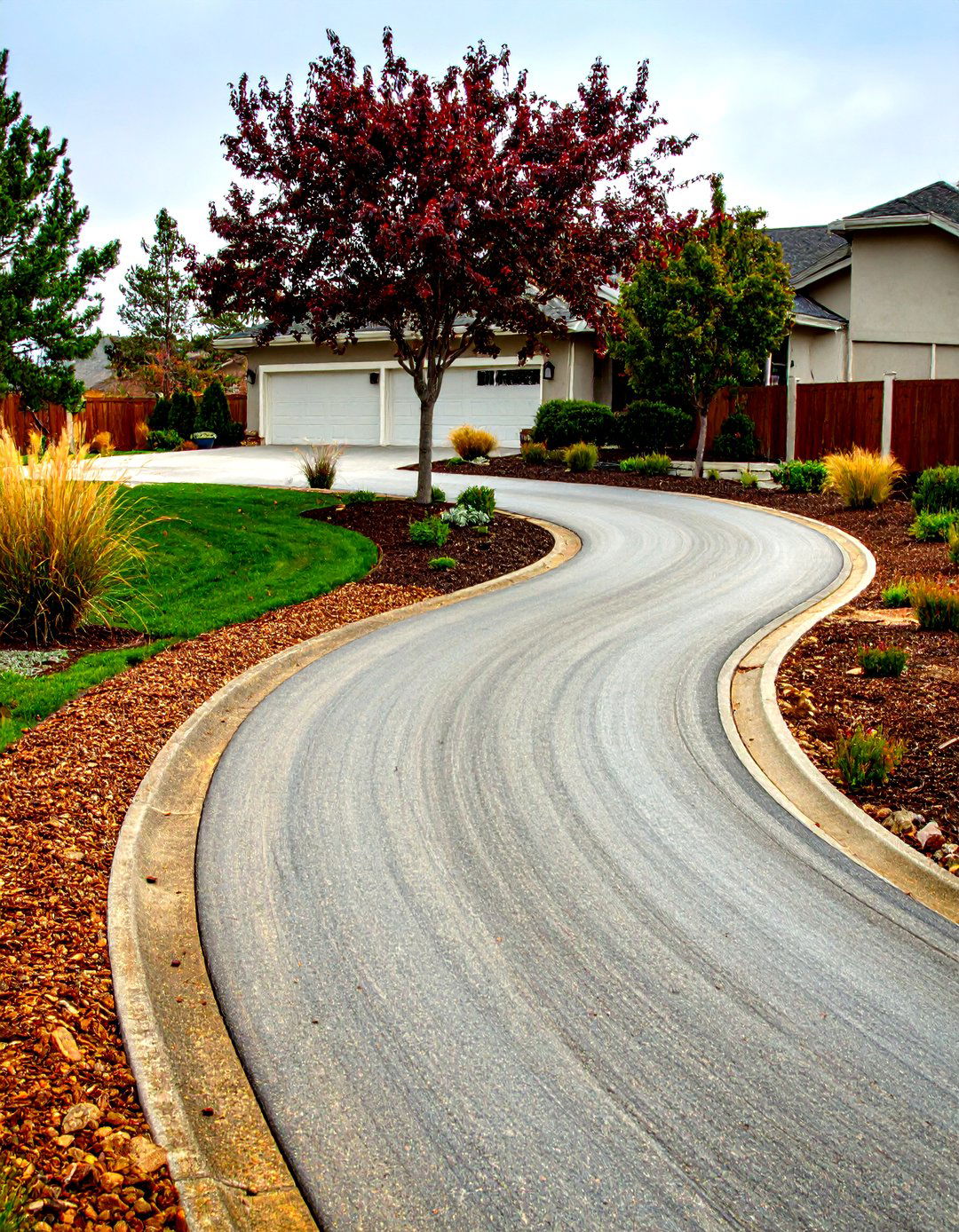 Tar and Chip Half Circle Driveway - 30 front yard half circle driveway designs