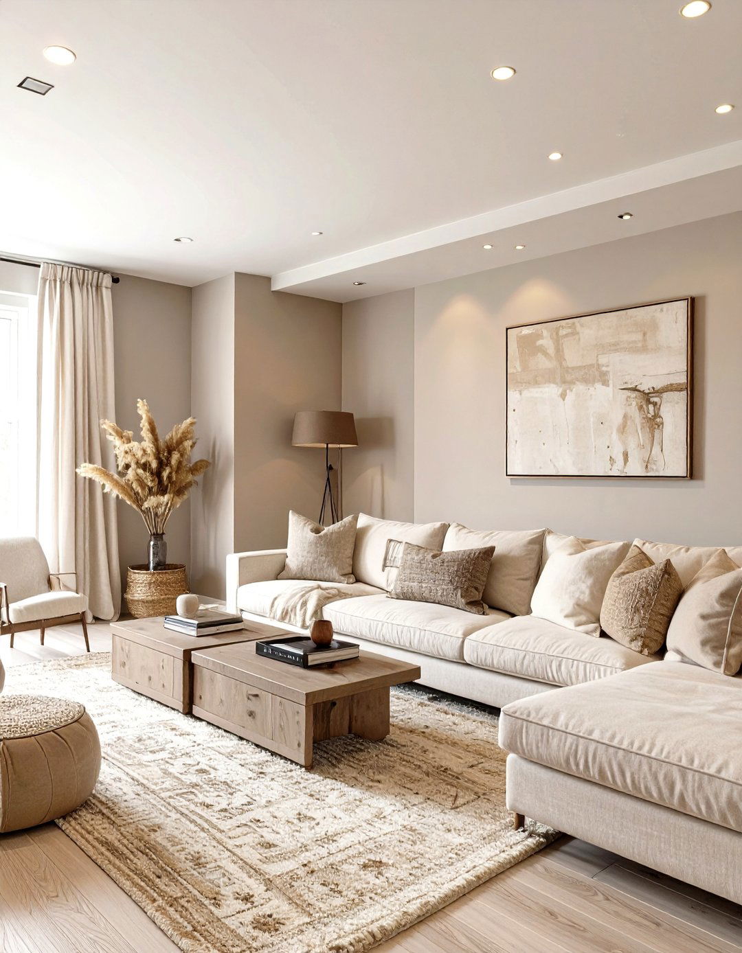 Taupe and Cream Tonal Basement - 30 modern basement color ideas decorating