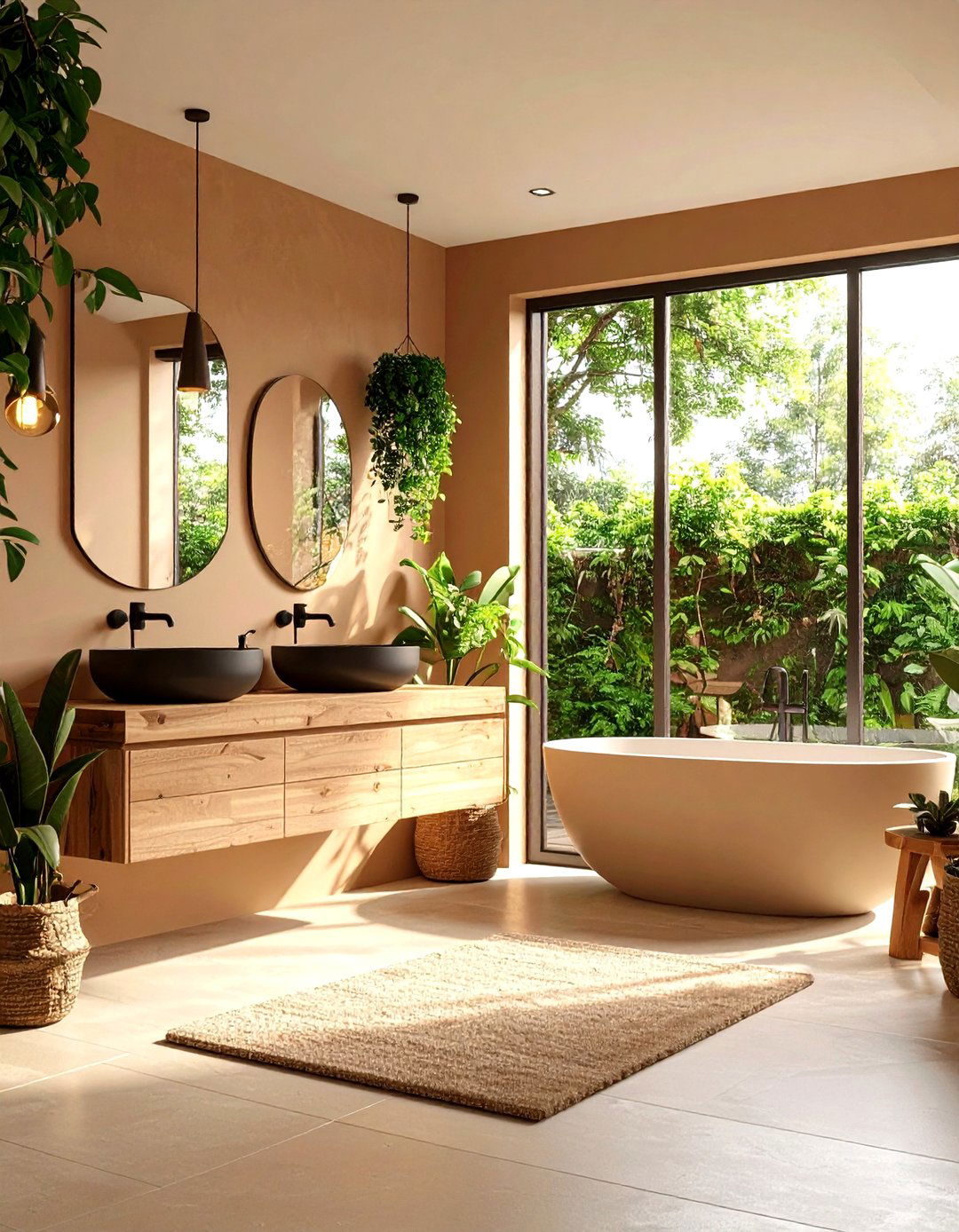Taupe and Wood Bathroom - 30 interior paint color ideas