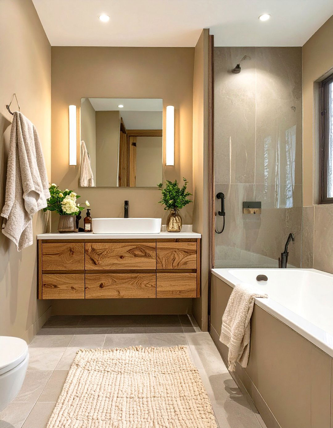 Taupe for a Grounded Organic Neutral - 30 small bathroom bathroom color ideas