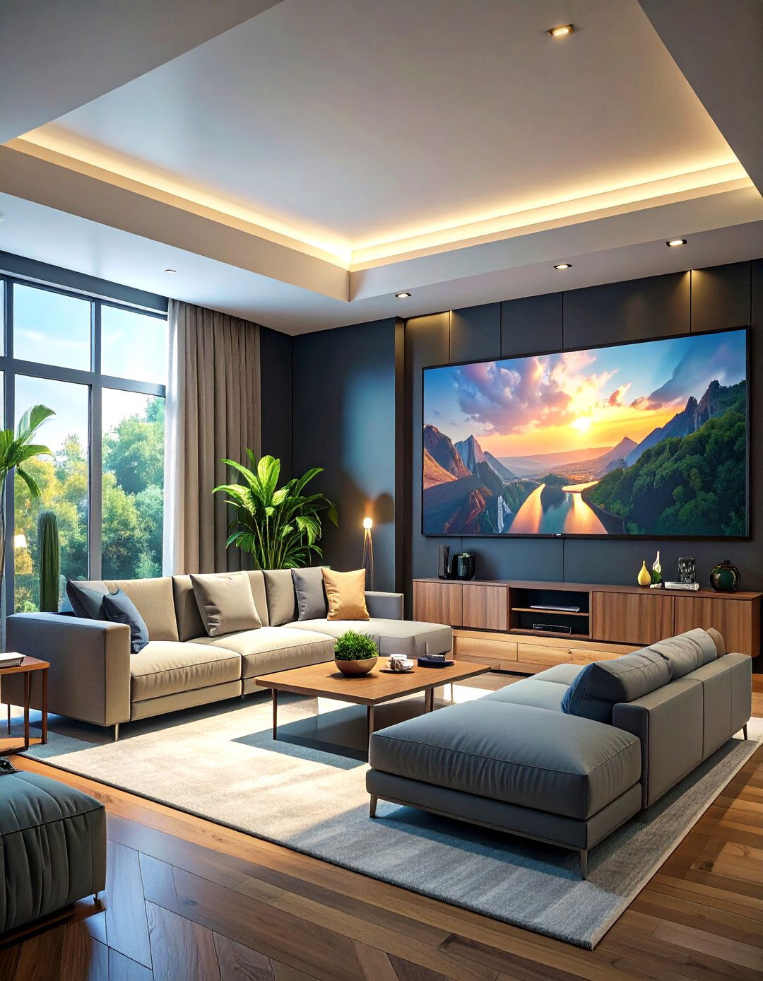 Tech Integrated Minimalist Media Room - 30 nu look home design ideas