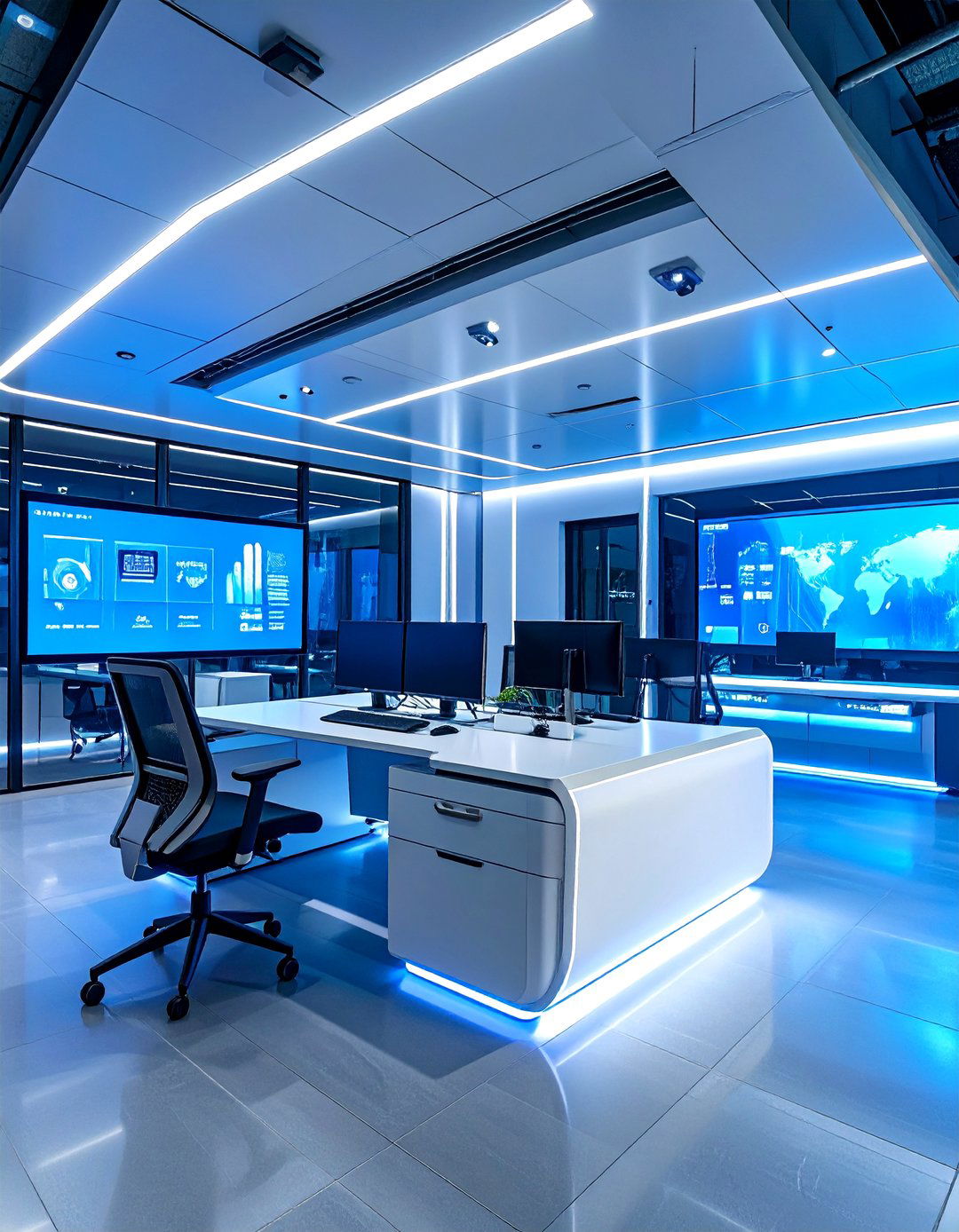 Tech Integrated Smart Office - 30 commercial interior design ideas