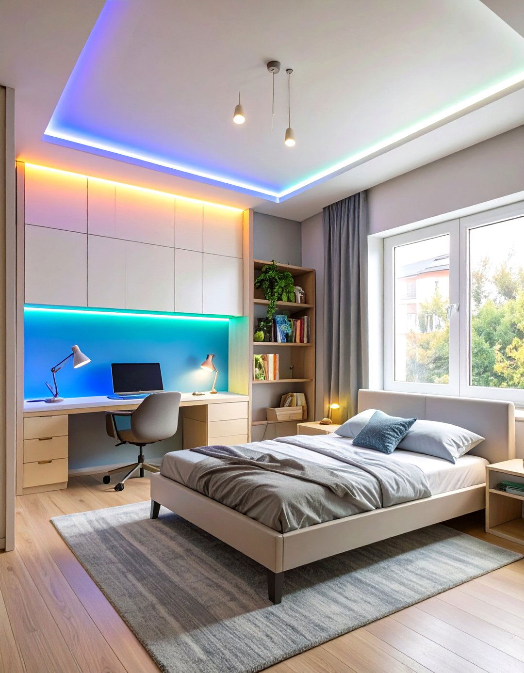 Tech Savvy Teenage Boys Room with Smart Lighting - 30 teenage boys room ideas