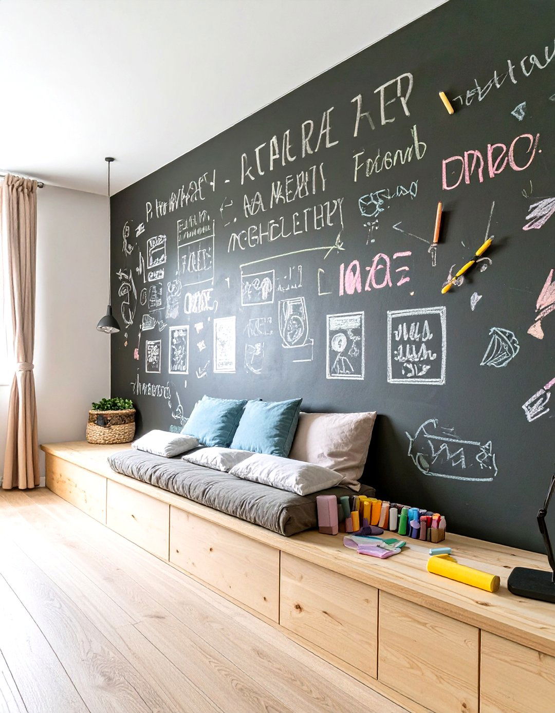 Teen Bedroom Featuring a Chalkboard Accent Wall - 30 teen girls bedroom ideas