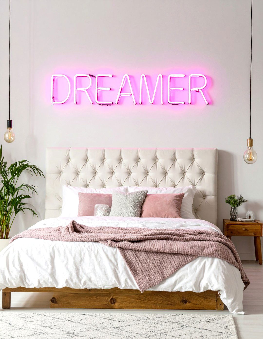Teen Bedroom Featuring a Custom Neon Sign - 30 teen girls bedroom ideas