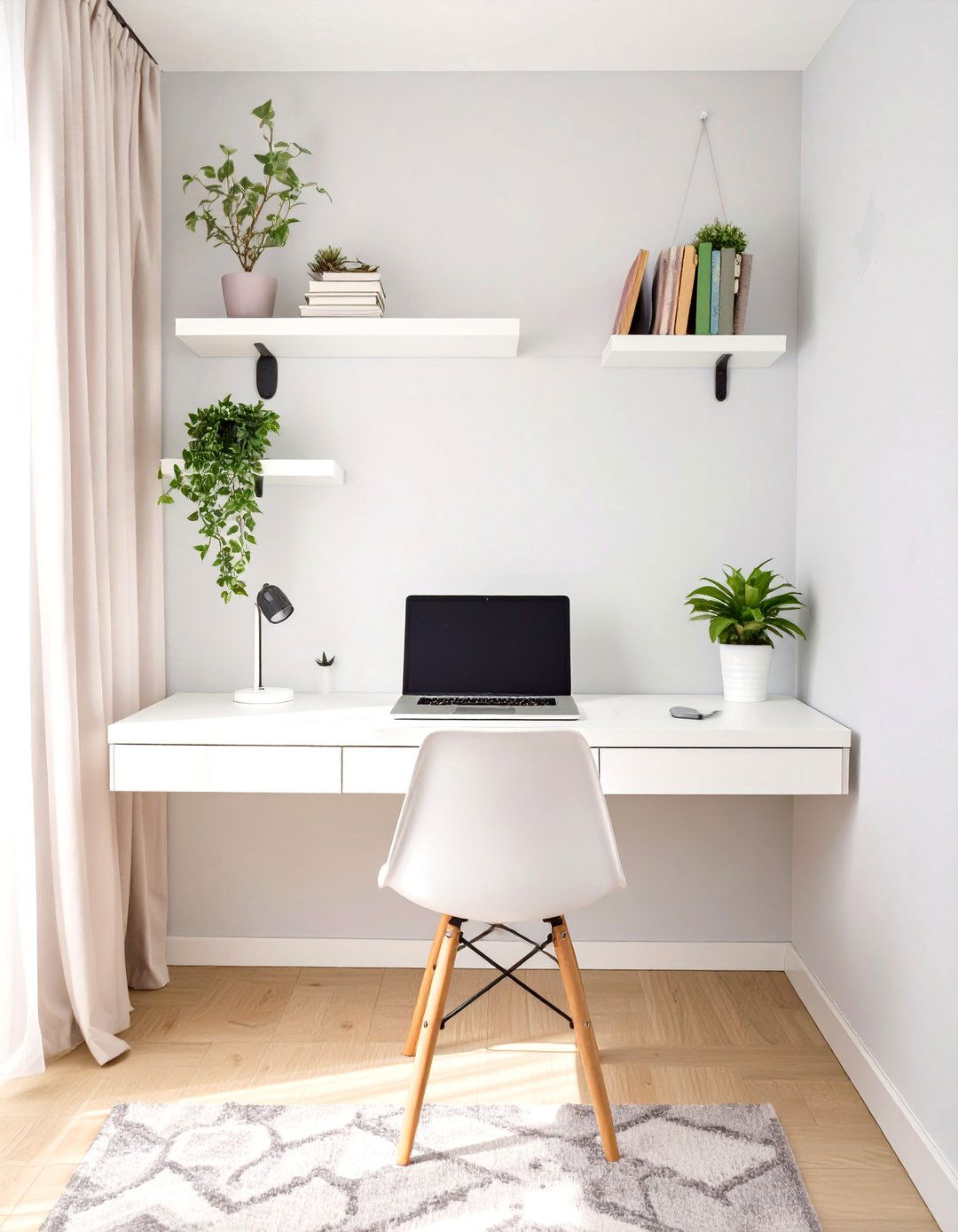 Teen Bedroom with a Floating Desk and Shelves - 30 teen girls bedroom ideas