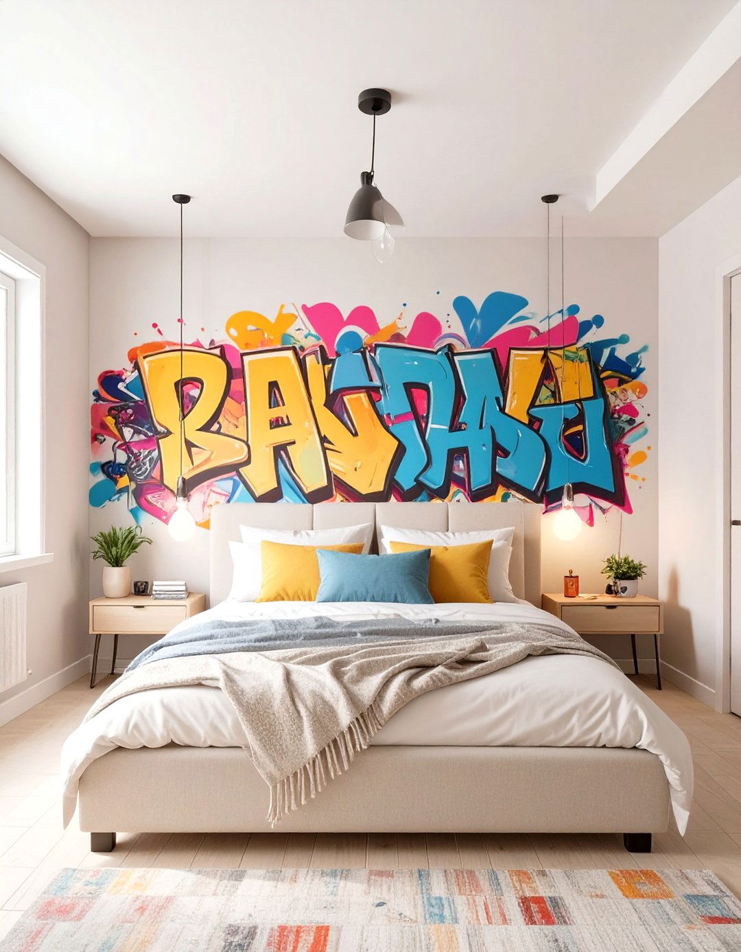 Teenage Boy Bedroom Featuring a Graffiti Art Mural - 30 teenage boy bedroom ideas