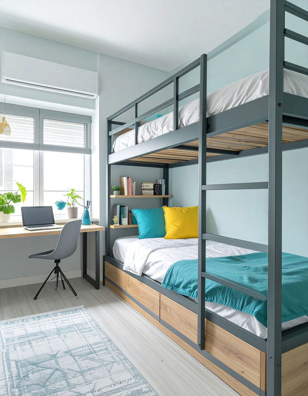Teenage Boy Bedroom Featuring a Loft Bed with a Desk - 30 teenage boy bedroom ideas