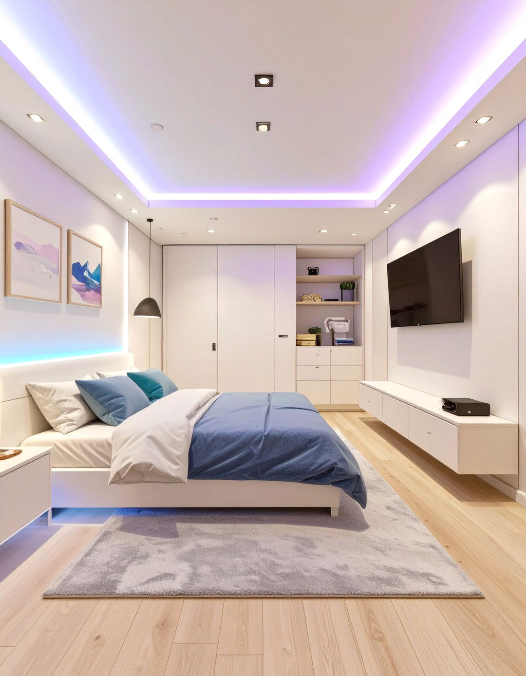 Teenage Boy Bedroom with Smart LED Lighting - 30 teenage boy bedroom ideas