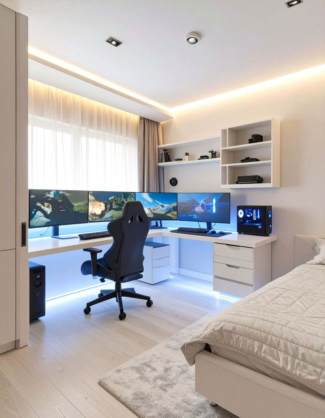 Teenage Boy Bedroom with an Integrated Gaming Station - 30 teenage boy bedroom ideas