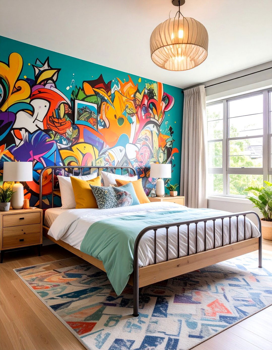 Teens Room Graphic Mural Wall - 30 ai accent wall design ideas