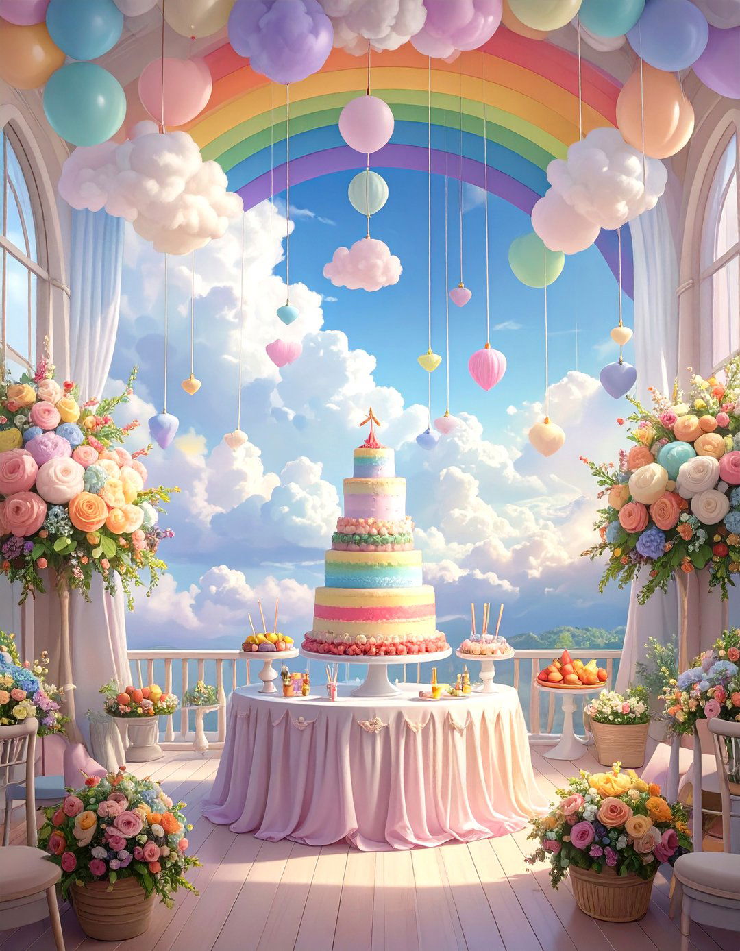 Tema de Nubes y Arcoris - 30 ideas para baby shower