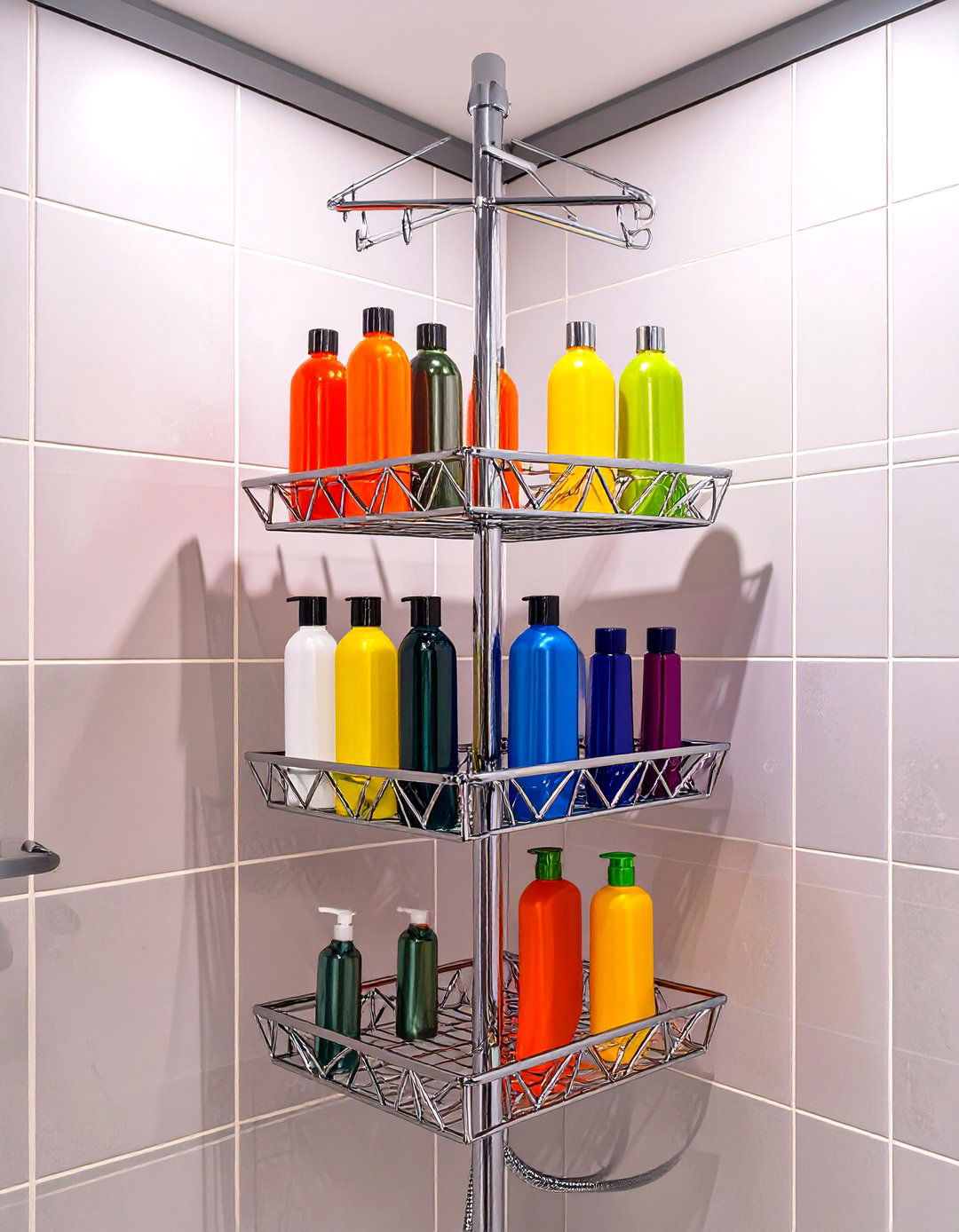 Tension Pole Shower Shelf Caddy - 30 shower shelf ideas