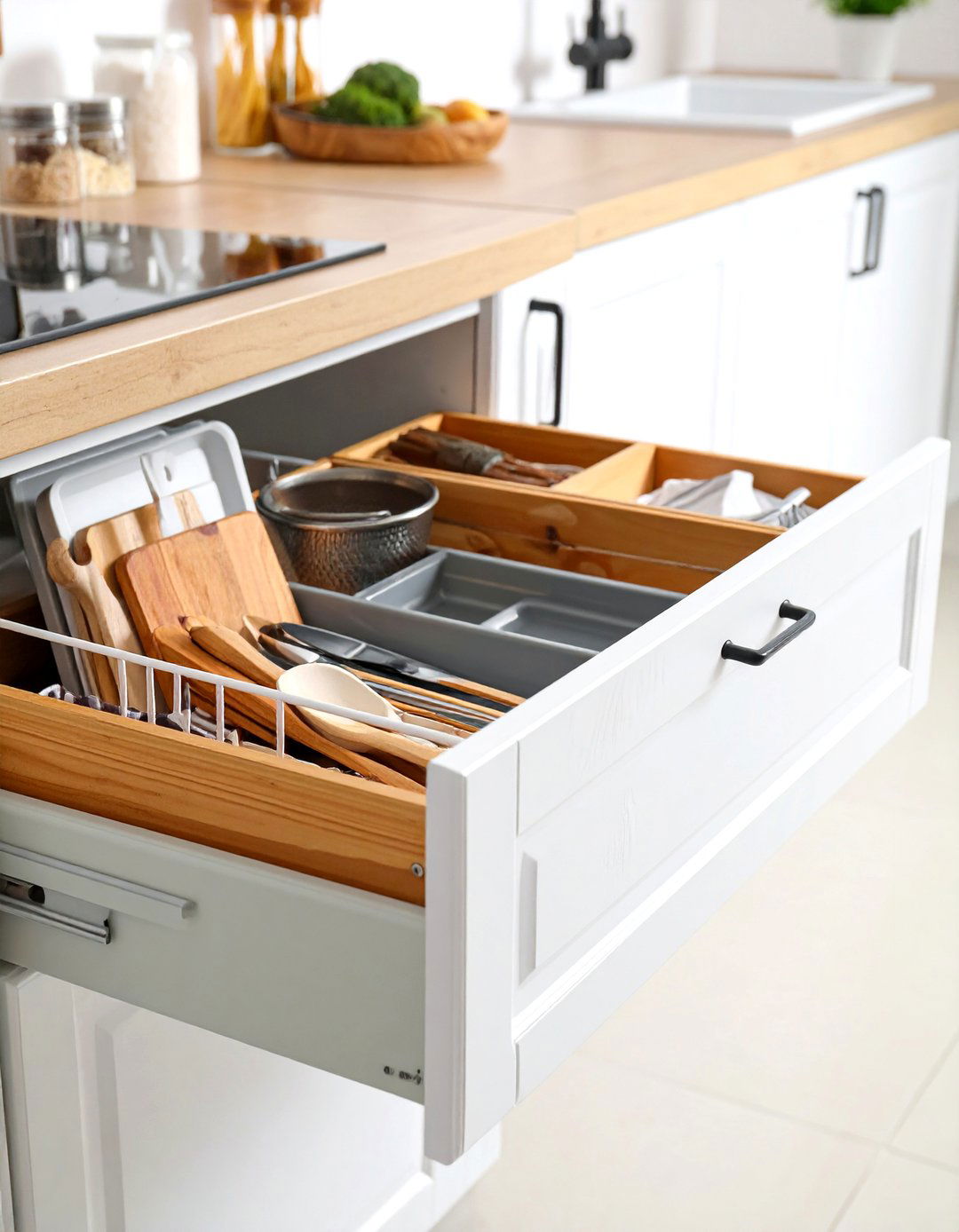 Tension Rod Drawer Dividers - 30 kitchen drawer organizer ideas