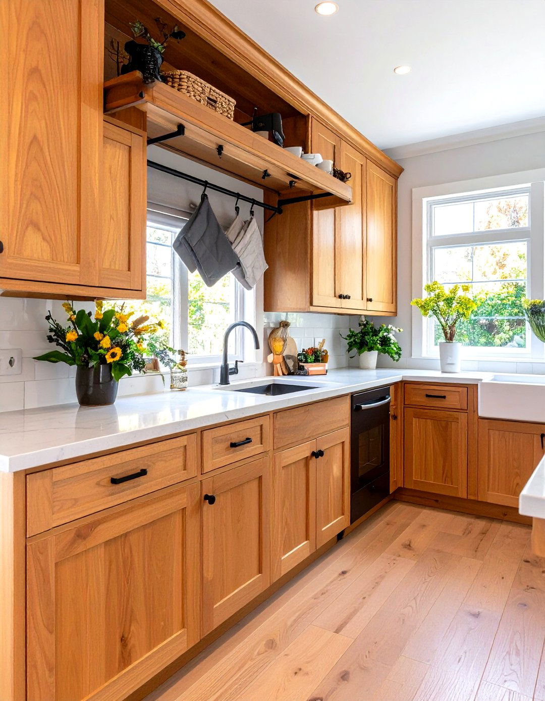 Tension Rod Holder Inside a Cabinet - 30 kitchen towel holder ideas