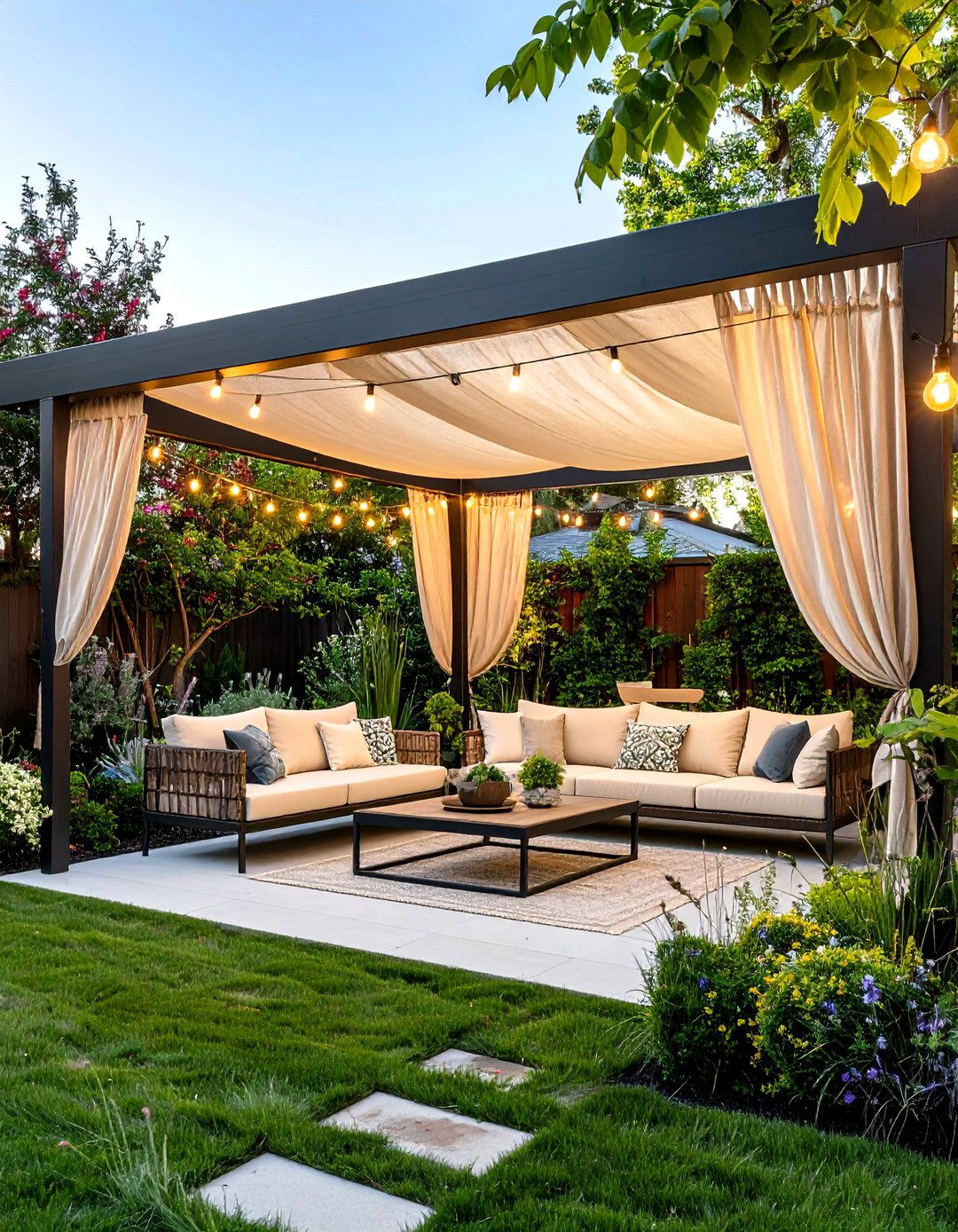 Tensioned Wire Hung Canopy - 30 patio shades ideas
