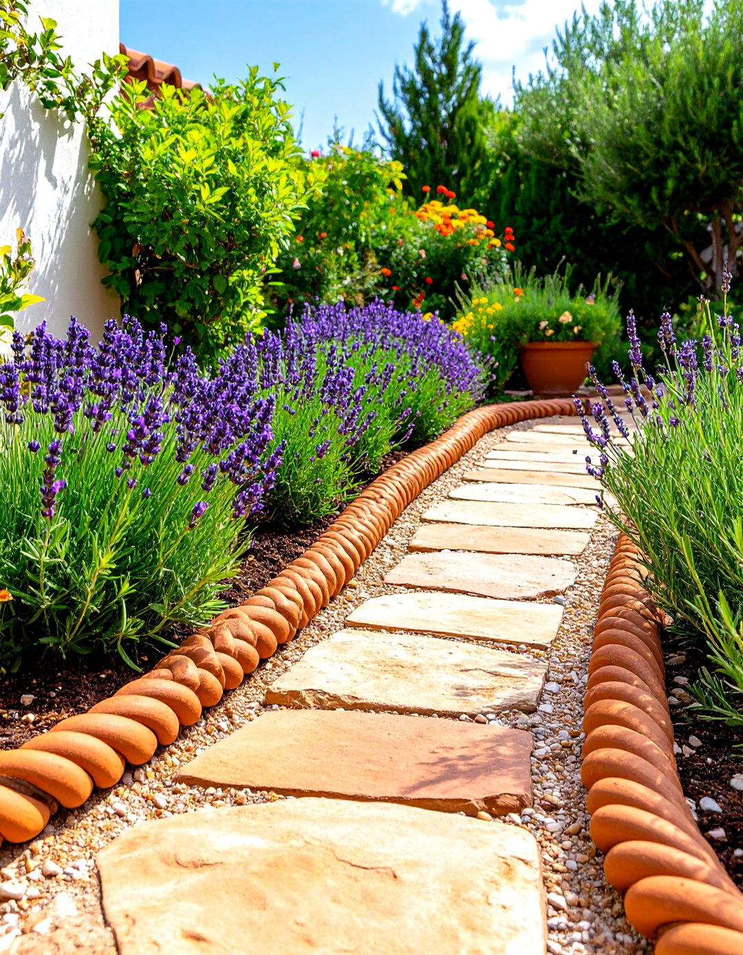 Terra Cotta Rope Top Edging - 30 landscaping border ideas