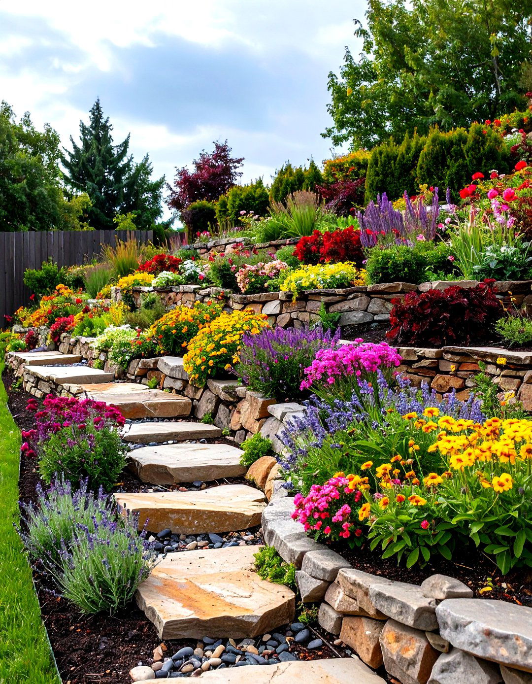 Terraced Rock Garden Retaining Walls - 30 rock garden designs