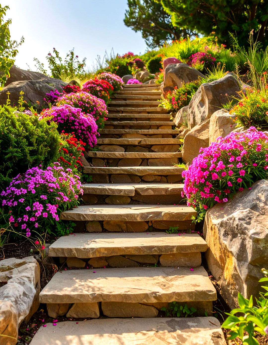 Terraced Rock Garden Steps - 30 simple rock garden ideas