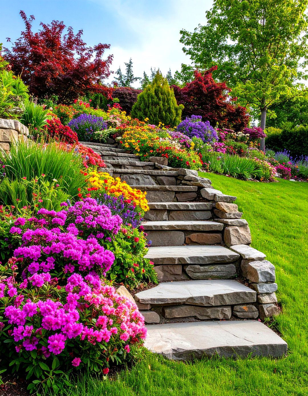 Terraced Slope Flower Bed Garden - 30 flower bed garden ideas