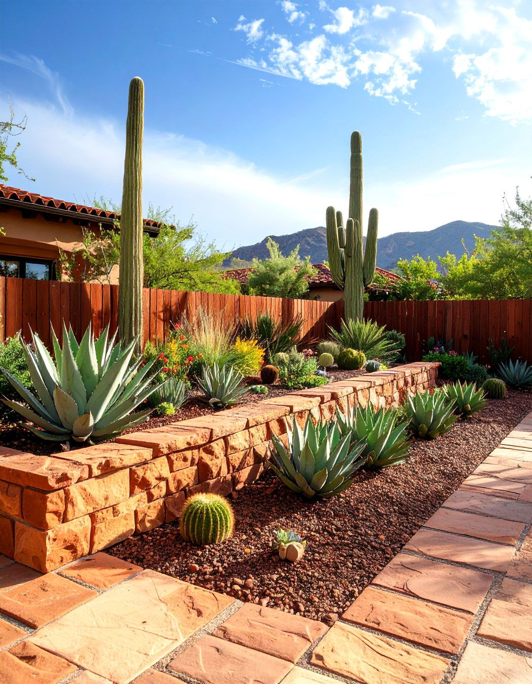 Terracotta Block Retaining Wall - 30 front yard retaining wall ideas