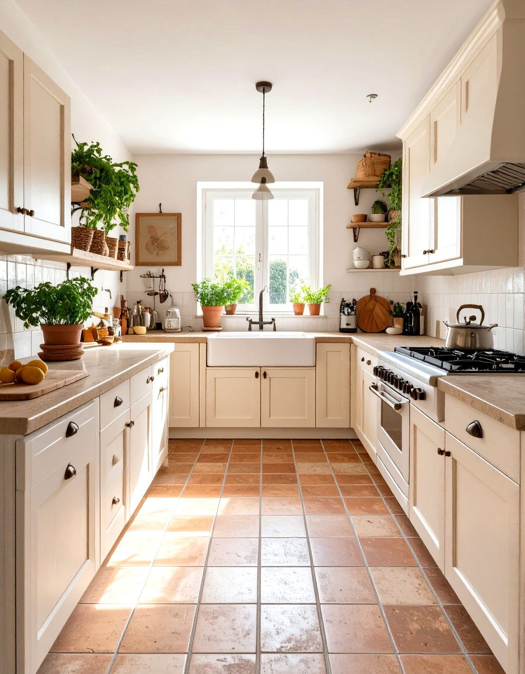 Terracotta Floor Tile Small Kitchen - 30 small kitchen color ideas