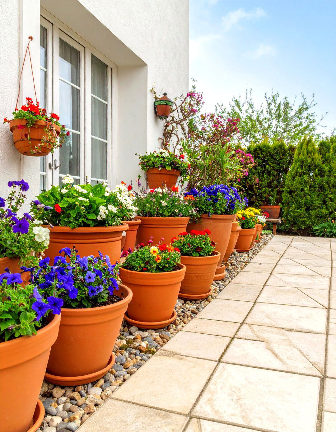 Terracotta Pot Patio Edging - 30 patio edging ideas