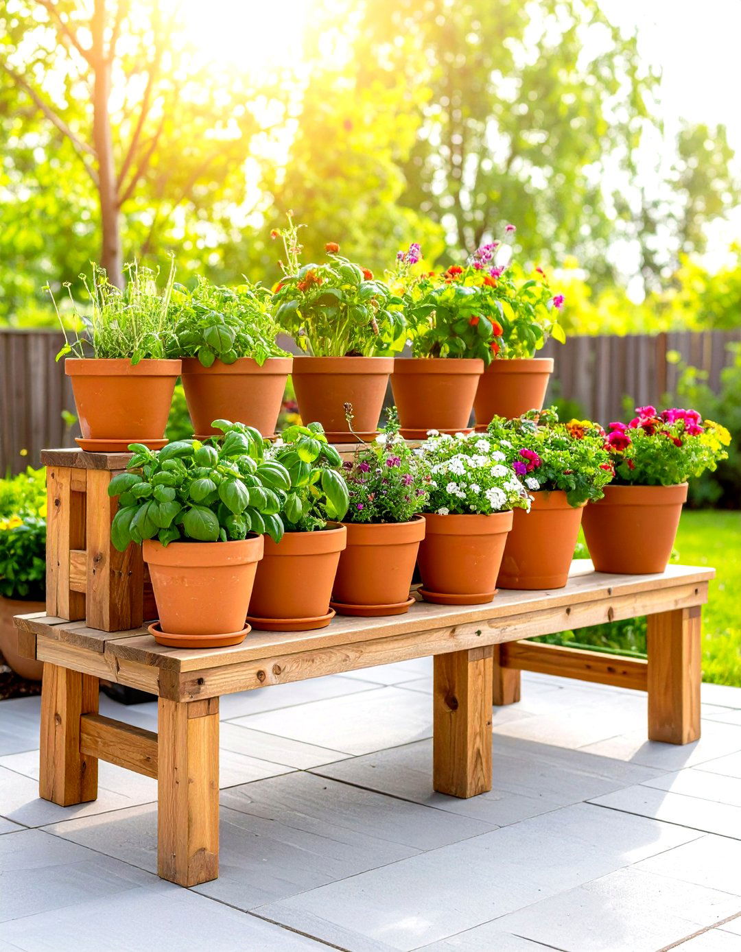 Terracotta Pot Raised Garden Display - 30 raised garden ideas