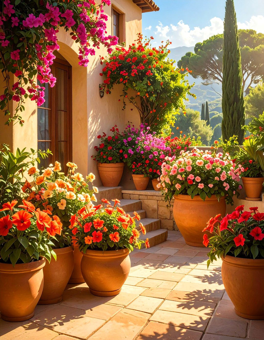 Terracotta Potted Plant Arrangements - 30 mexican house design ideas