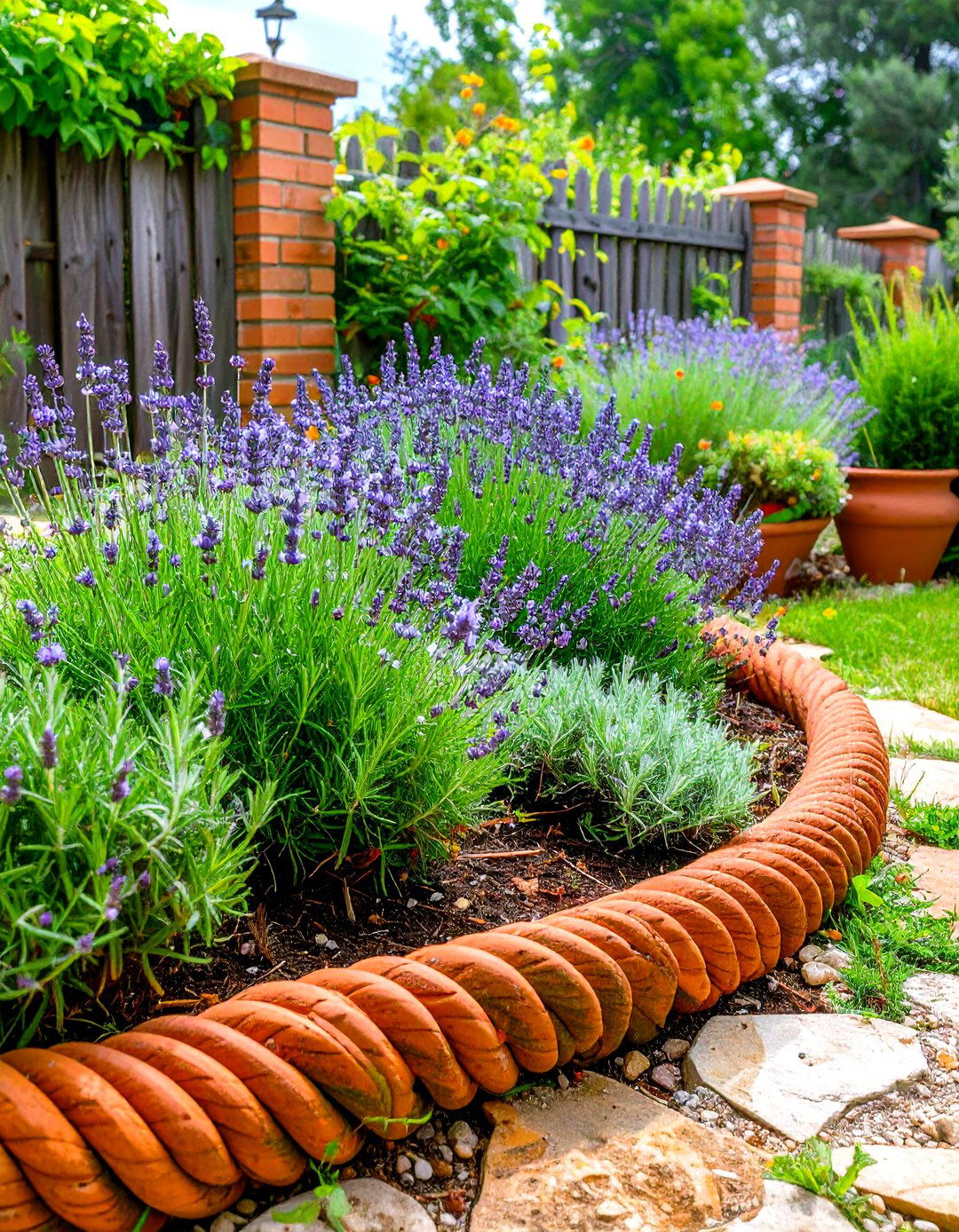 Terracotta Rope Top Edging - 30 landscaping edging ideas