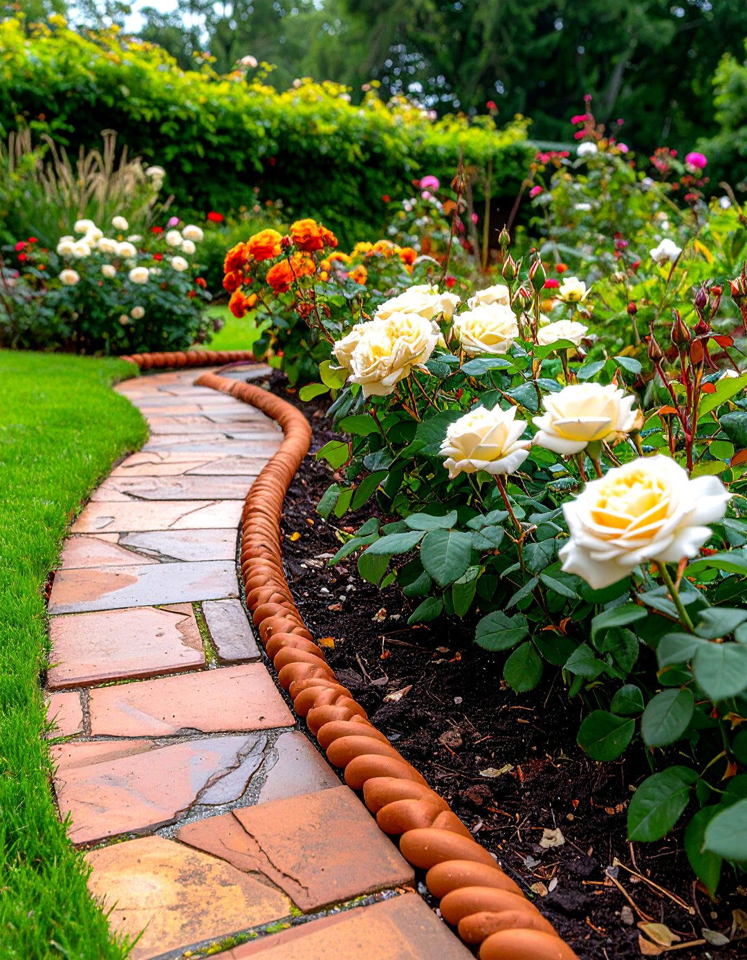 Terracotta Rope Top Lawn Edging - 30 lawn edging ideas