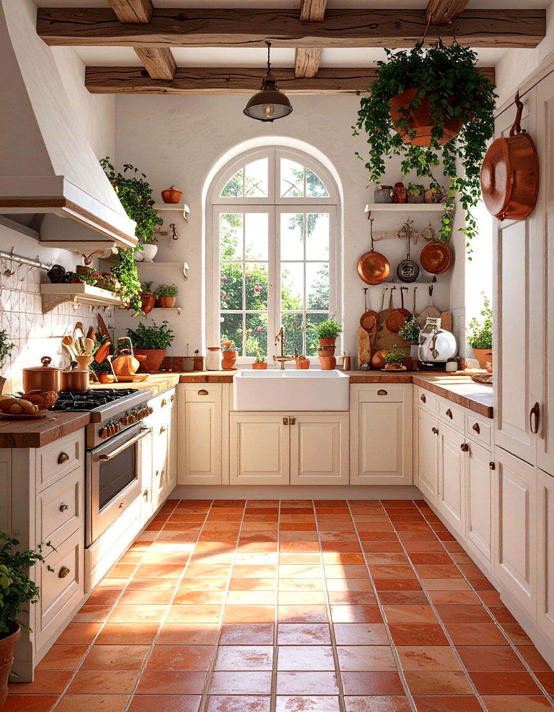 Terracotta Style Square Kitchen Floor Tile - 30 small kitchen floor tile ideas