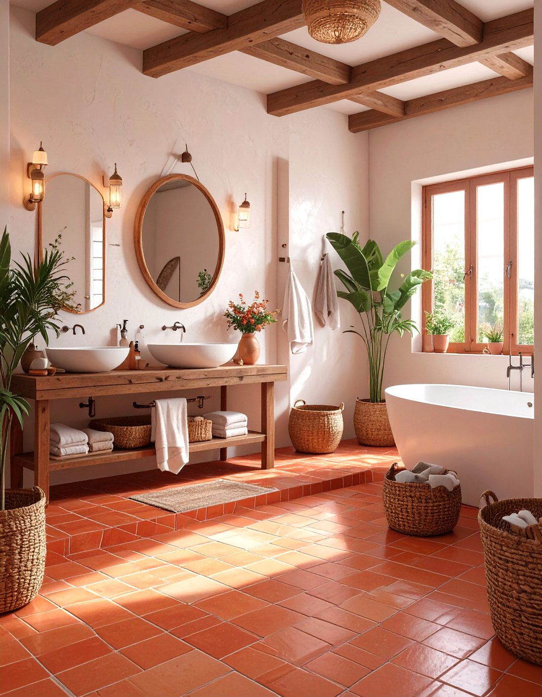 Terracotta Tile Bathroom Design - 30 bathroom tiling ideas