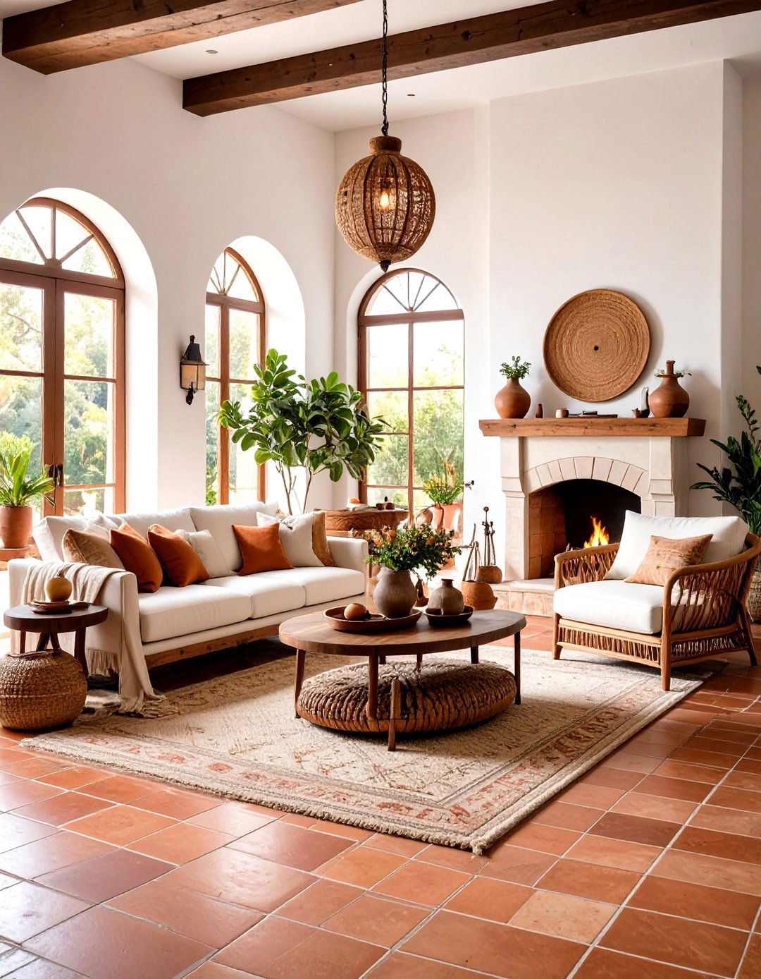 Terracotta Tile Floors - 30 living room floor ideas