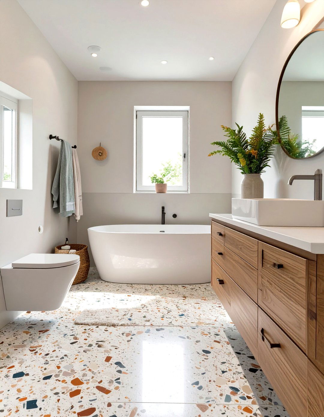 Terrazzo Accent Bathroom - 30 neutral bathroom ideas