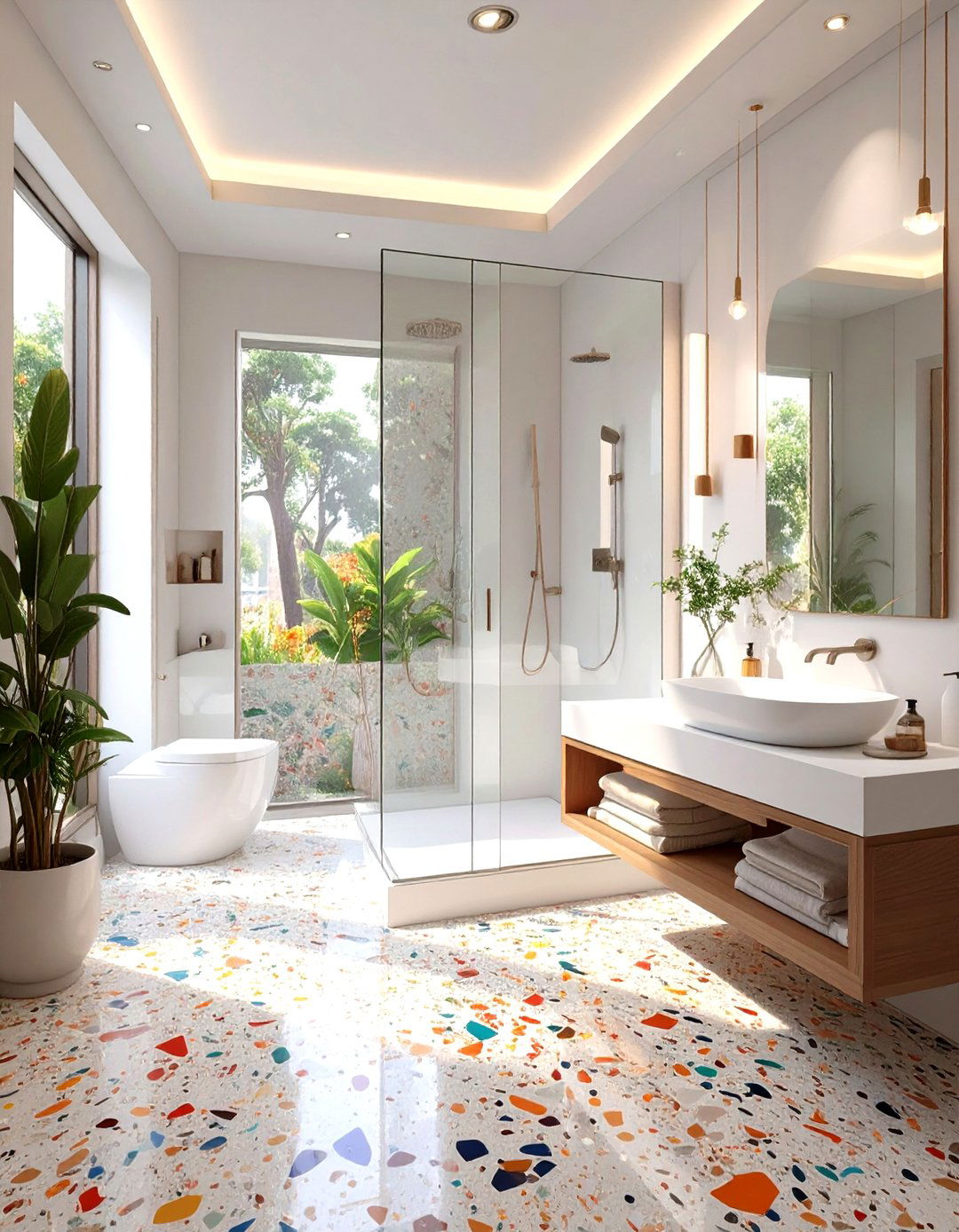 Terrazzo Accented Bathroom - 30 modern bathroom design photos ideas