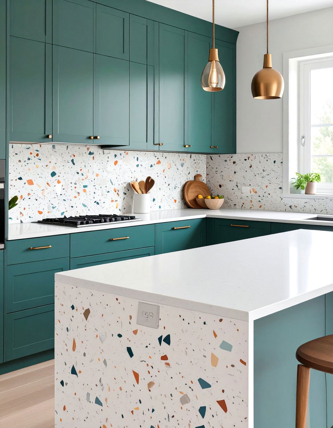 Terrazzo Backsplash Fun - 30 backsplash ideas for dark cabinets and light countertops