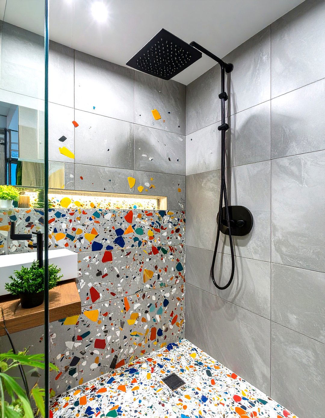 Terrazzo Effect Porcelain Shower Wall Tile - 30 shower wall tile ideas