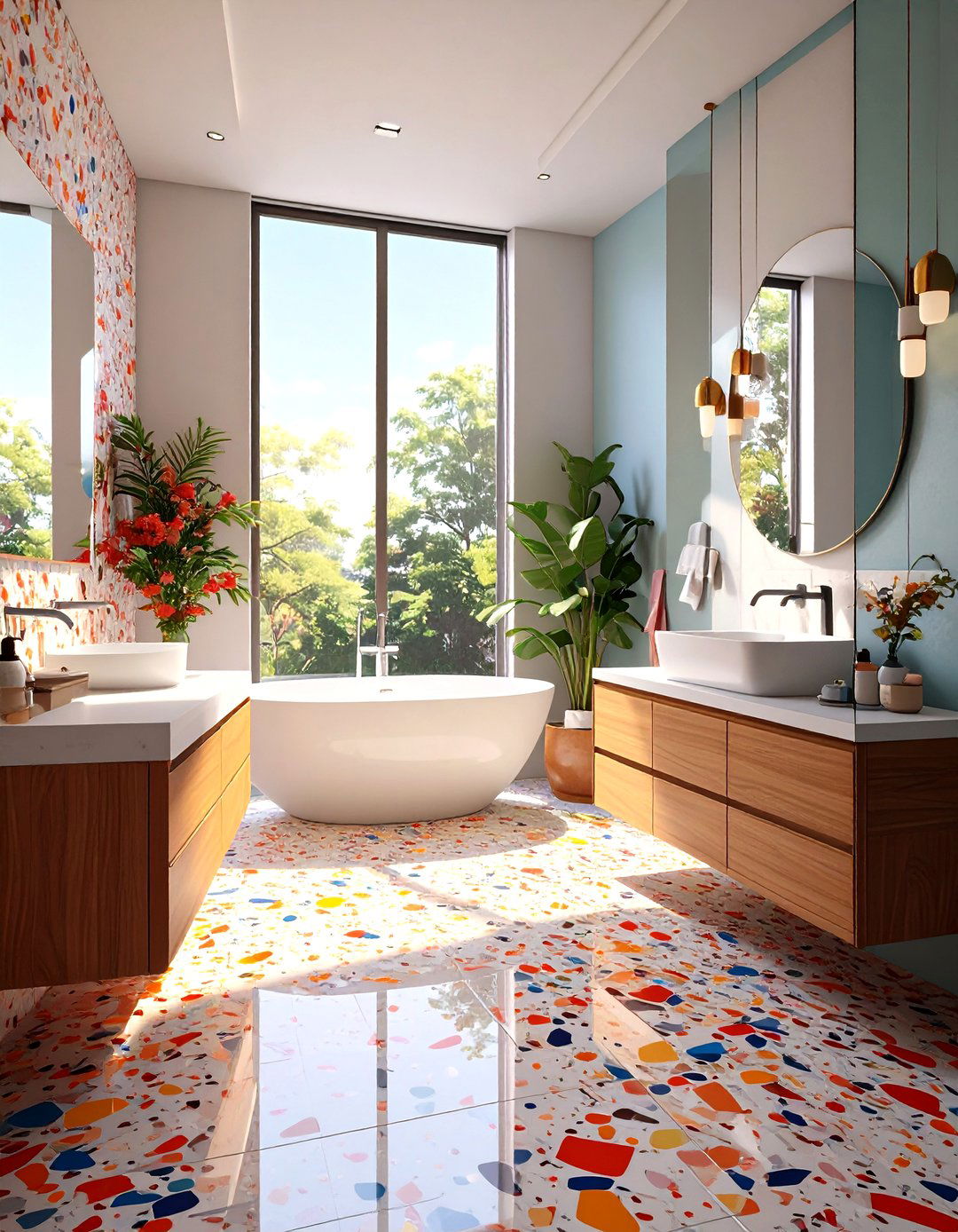 Terrazzo Effect Porcelain Tiles - 30 tile ideas for bathroom