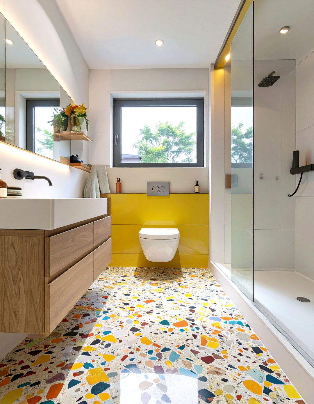 Terrazzo Feature Small Bathroom - 30 bathroom ideas small