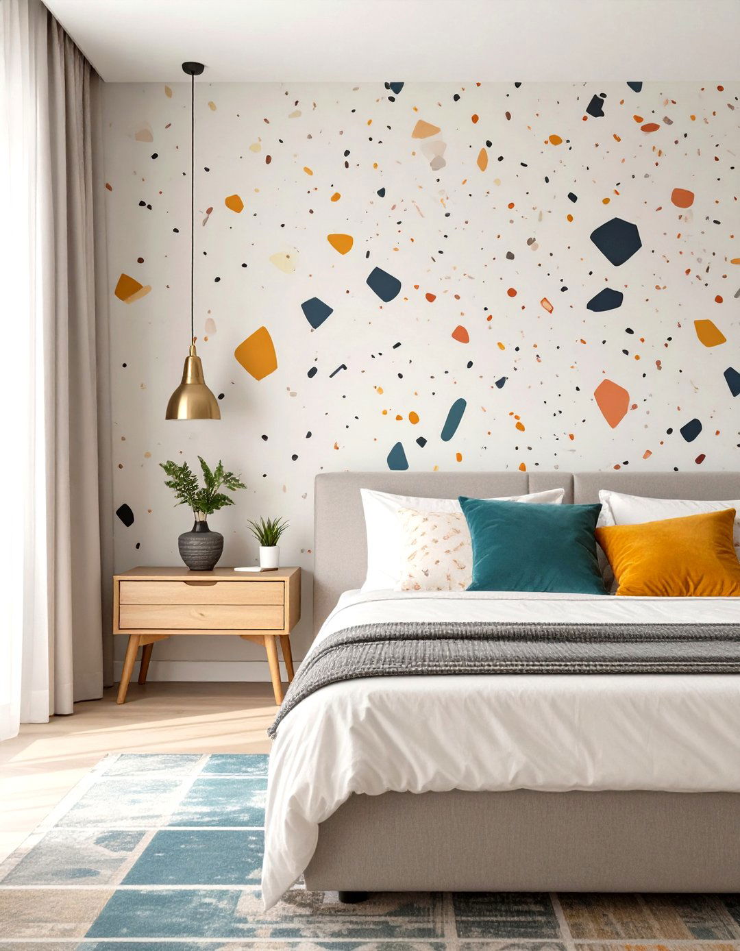 Terrazzo Fleck Pattern Bedroom - 30 classy bedroom wallpaper designs